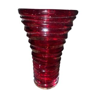 Crimson Spiral Glass Vase